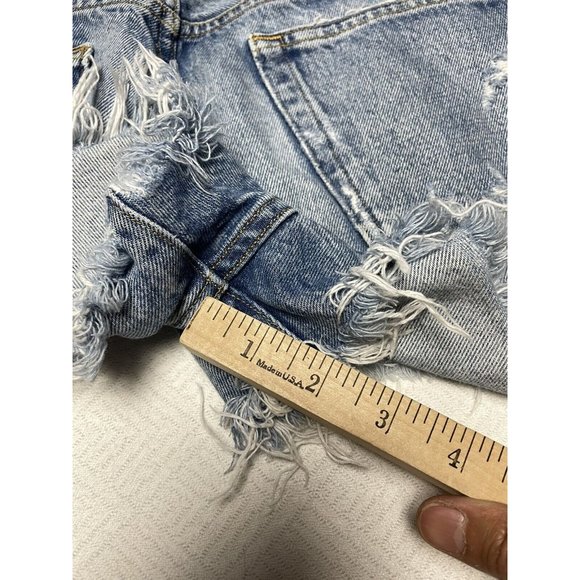 Agolde Blue Distressed Light Wash Shorts Womens 30 Button Fly Parker - Picture 11 of 11